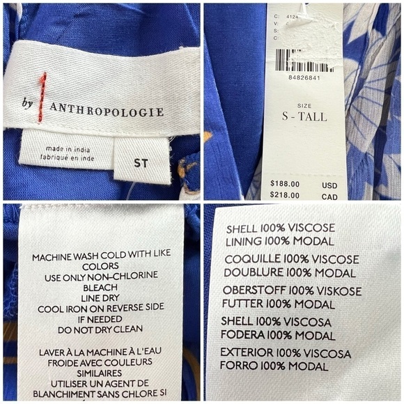 Anthropologie The Somerset Jumpsuit Chiffon Edition Blue Size S Tall NEW - Picture 16 of 16
